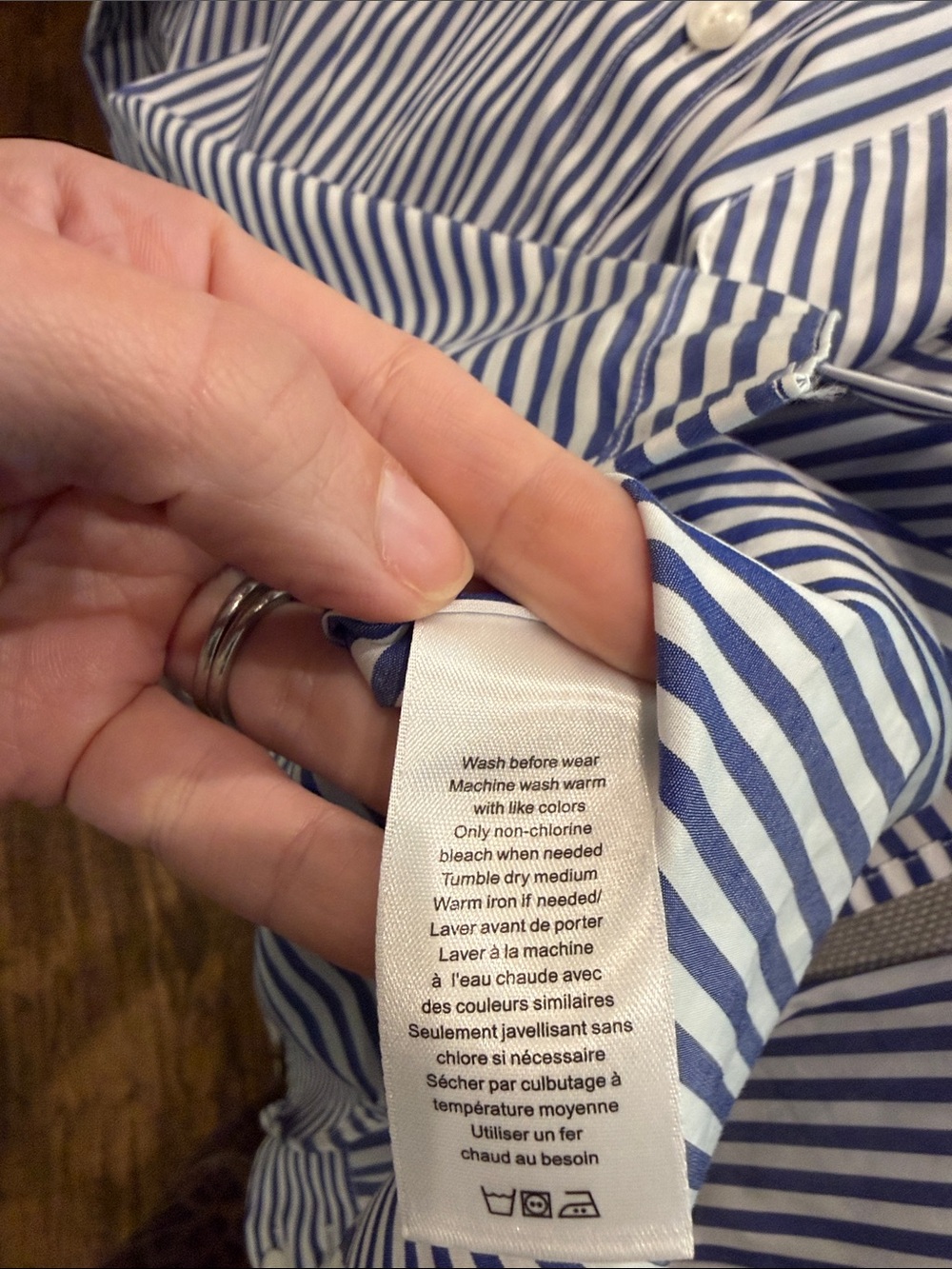 rag & bone Blue and White Vertical Stripe Button-Down Shirt - Picture 6 of 6